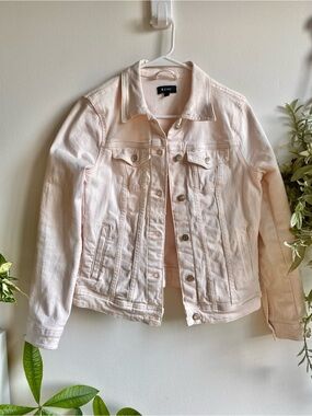 🌸 Blush Light Pink Denim Jean Jacket Fall Autumn Pastel Preppy Streetwear Cotton